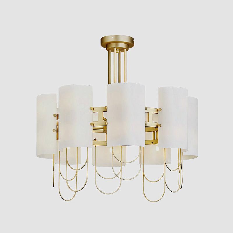 16-Light Drum Shaped Chandelier White-Gold Marble Lamp - Rebooters