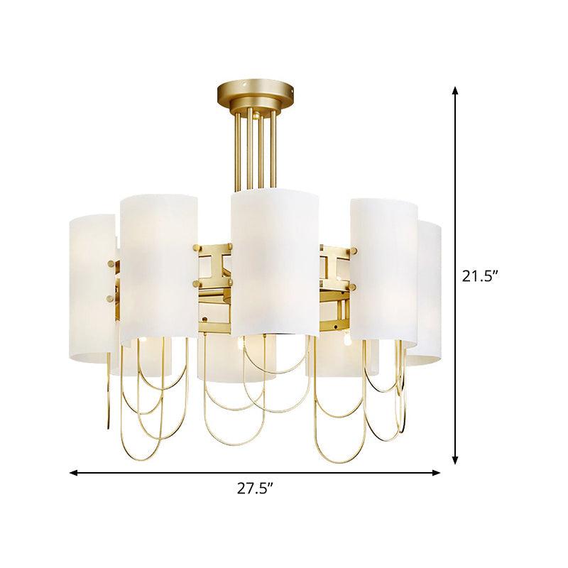 16-Light Drum Shaped Chandelier White-Gold Marble Lamp - Rebooters