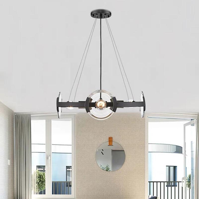 4/6 Lights Circular Pendant Chandelier Farmhouse Black Metallic Ceiling Light - Rebooters