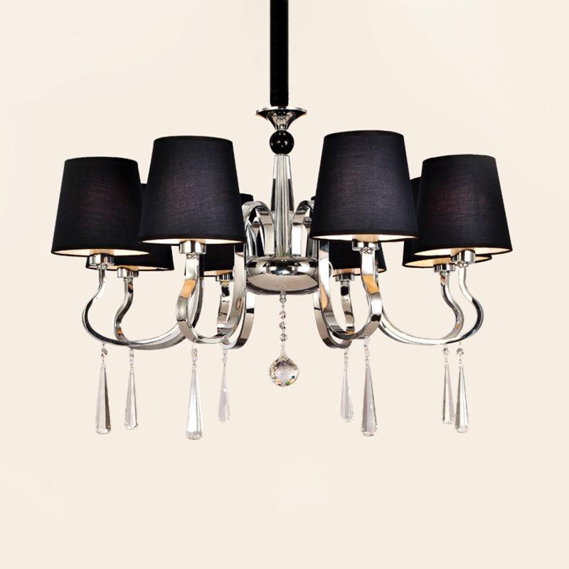 6/8 Heads Metal Suspension Lamp Country Conic Fabric Chandelier - Rebooters