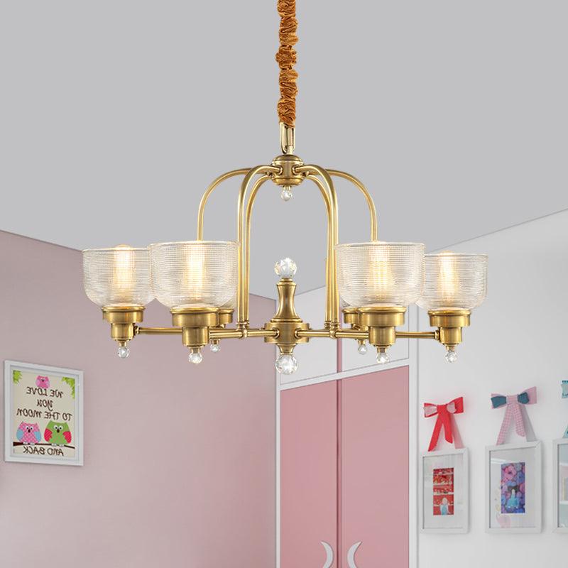 Prismatic Glass Gold Hanging Chandelier Bowl Shade Light - Rebooters