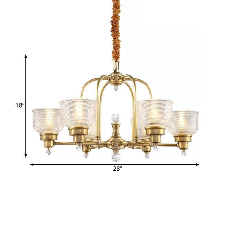 Prismatic Glass Gold Hanging Chandelier Bowl Shade Light - Rebooters