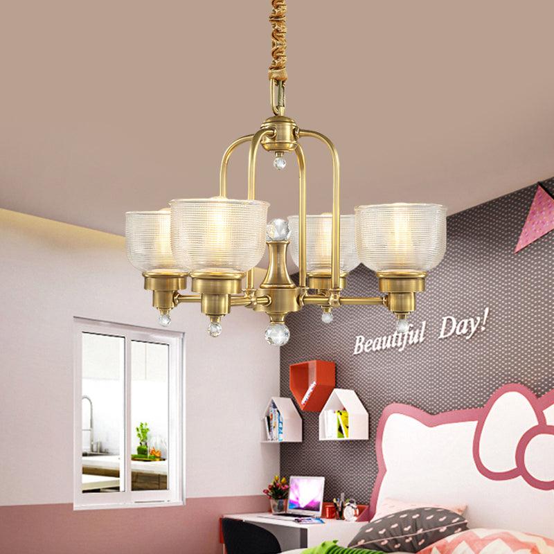 Prismatic Glass Gold Hanging Chandelier Bowl Shade Light - Rebooters