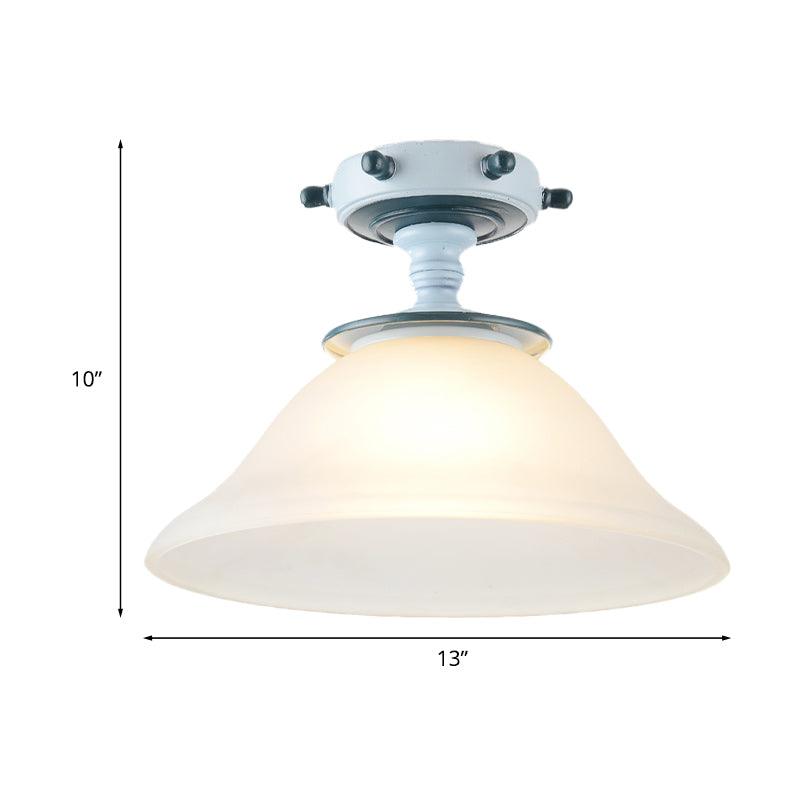 Bell Opal Glass Semi Flush Mediterranean 1-Bulb Blue Fixture - Rebooters