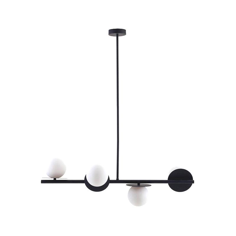 4-Light Ball Island Pendant Contemporary Matte White Glass Ceiling Light in White Black - Rebooters