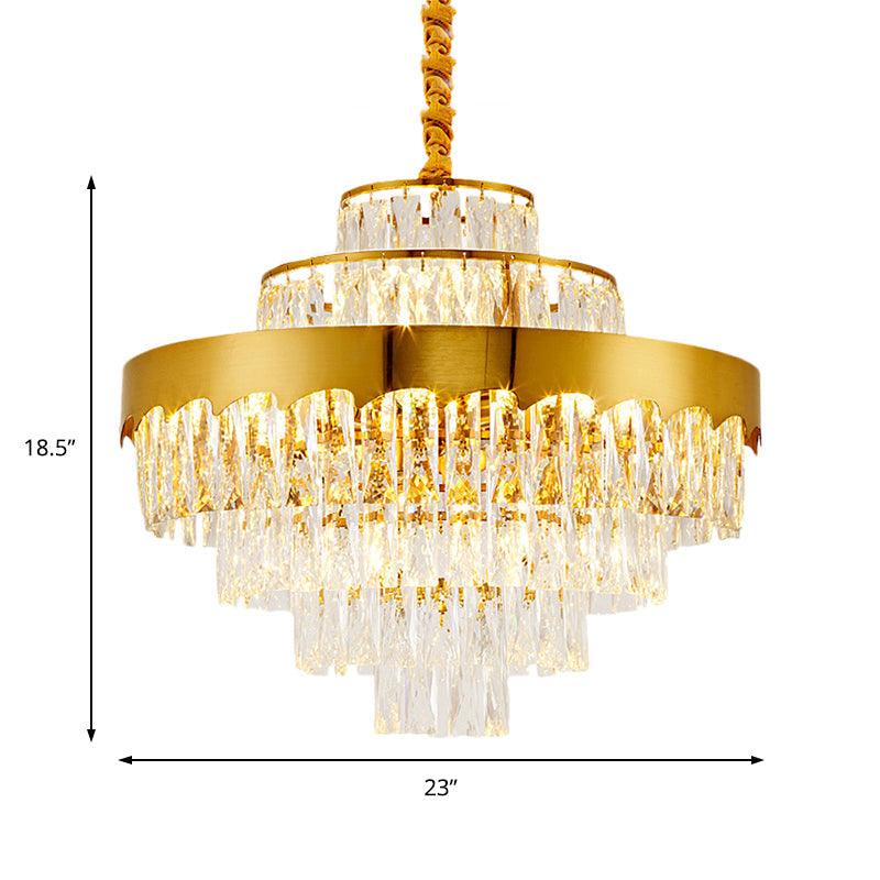 17"/23" W Layered Chandelier Light Fixture Vintage Crystal Lamp - Rebooters