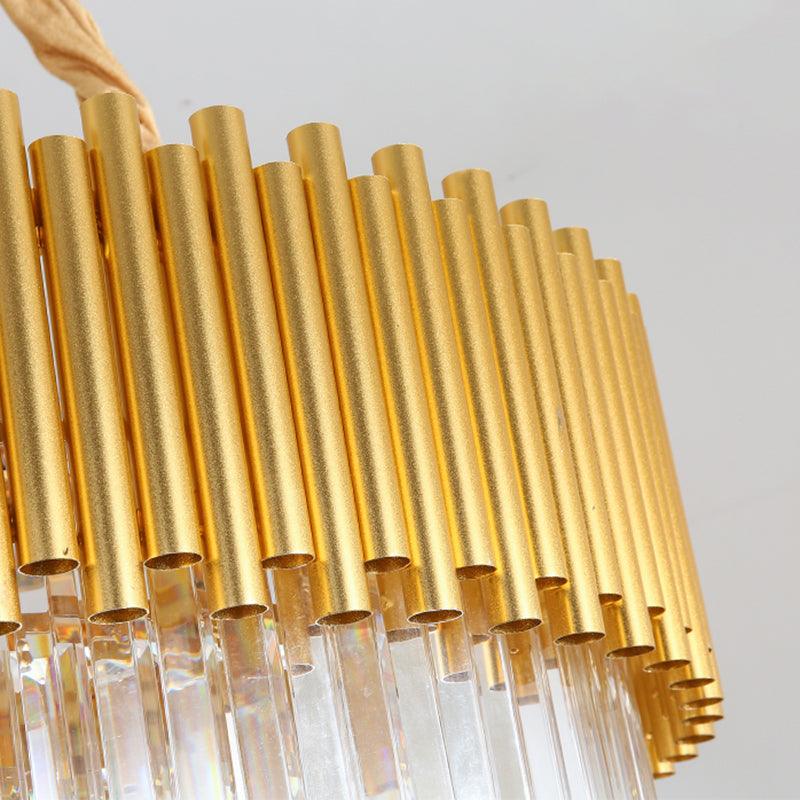 3-Tier Circle Hanging Lamp Contemporary Metal Pendant Chandelier Light with K9 Block in Brass Finish - Rebooters