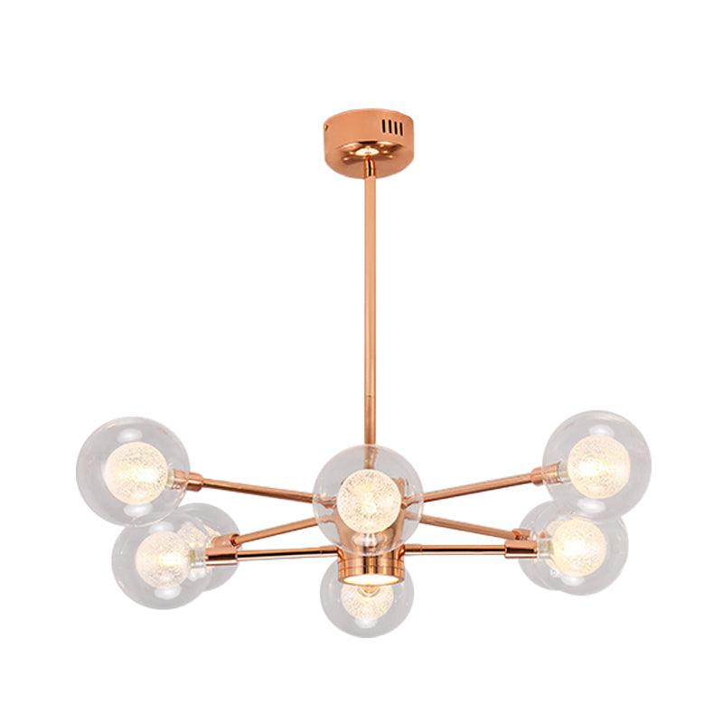 Bedroom Stacked Suspension Light with Orb Shade Rose Gold Chandelier - Rebooters