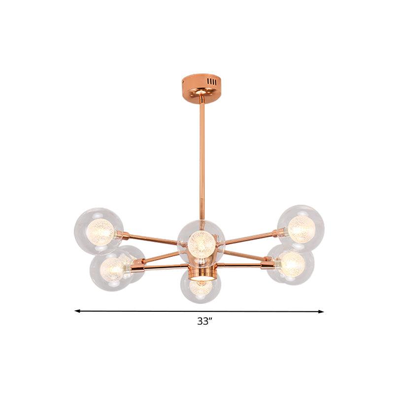 Bedroom Stacked Suspension Light with Orb Shade Rose Gold Chandelier - Rebooters