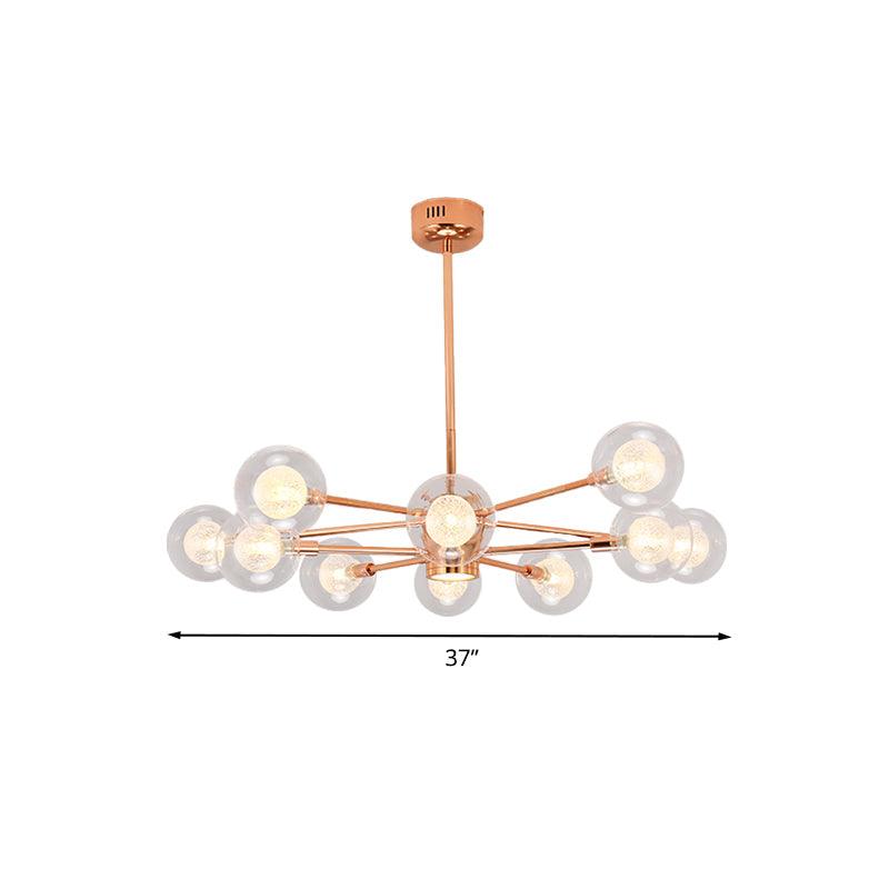 Bedroom Stacked Suspension Light with Orb Shade Rose Gold Chandelier - Rebooters