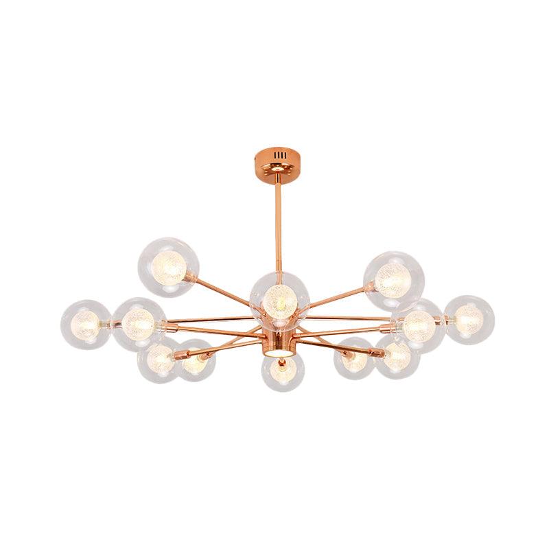 Bedroom Stacked Suspension Light with Orb Shade Rose Gold Chandelier - Rebooters
