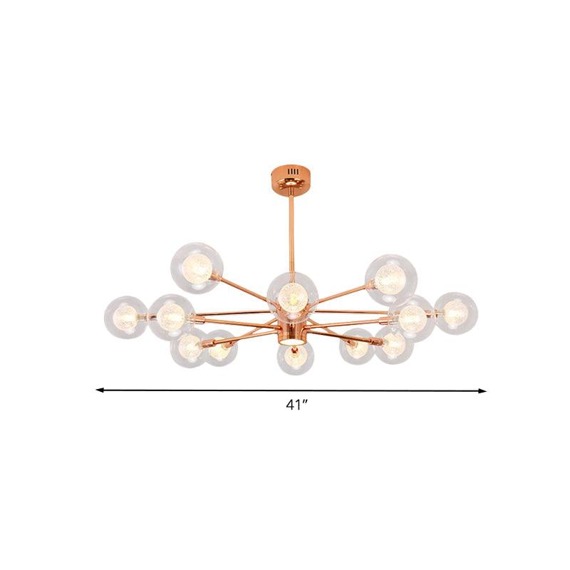 Bedroom Stacked Suspension Light with Orb Shade Rose Gold Chandelier - Rebooters