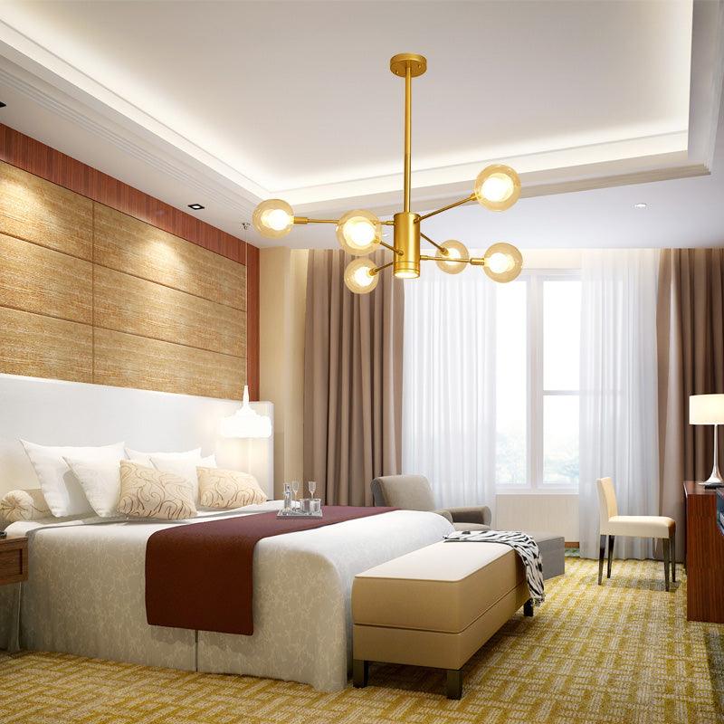 6/8 Lights Living Room Chandelier Lamp with Ball Clear Glass Shade - Rebooters