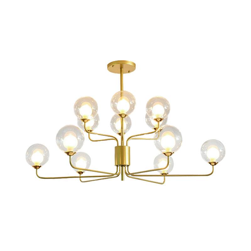 2-Tier Ball Clear Glass Chandelier with Radial Design - Rebooters