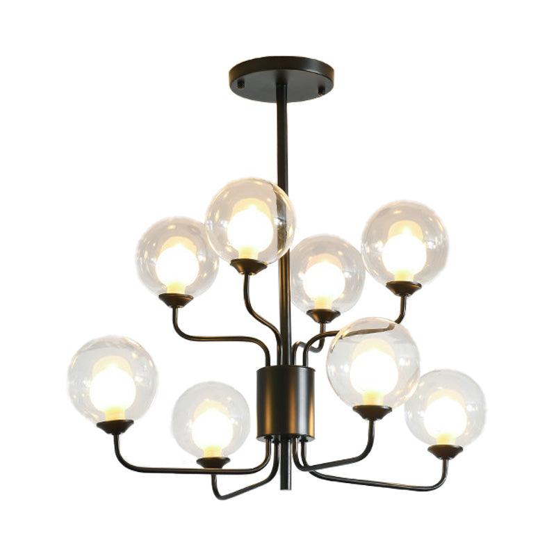 2-Tier Ball Clear Glass Chandelier with Radial Design - Rebooters