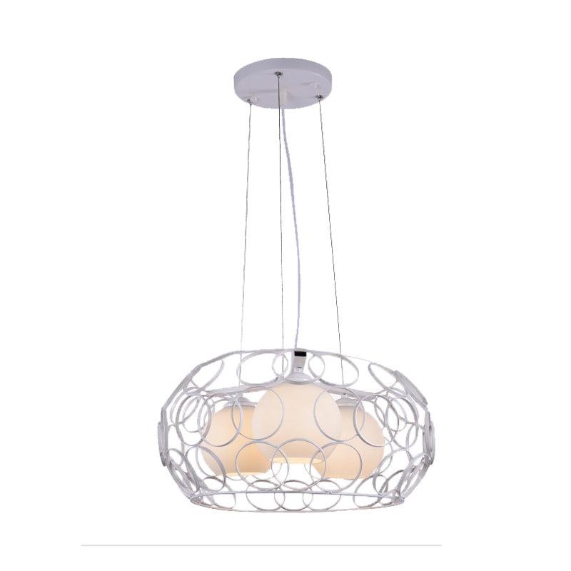 Ball White Glass Chandelier Lighting Contemporary 3 Lights - Rebooters