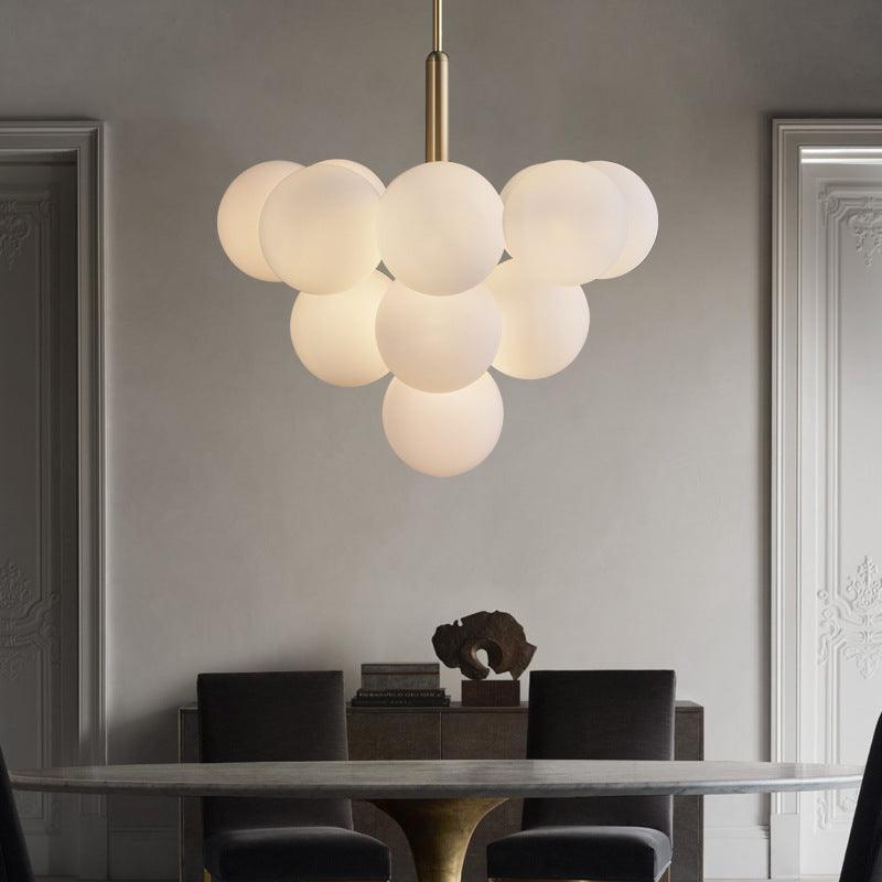 Ball White Glass Chandelier Lamp Contemporary 5/13 Lights - Rebooters