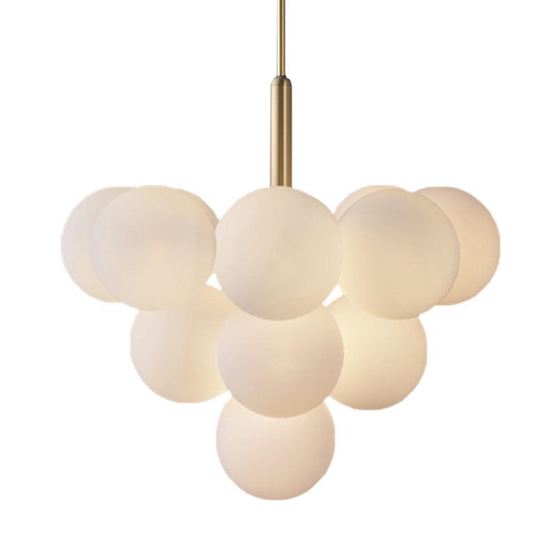 Ball White Glass Chandelier Lamp Contemporary 5/13 Lights - Rebooters