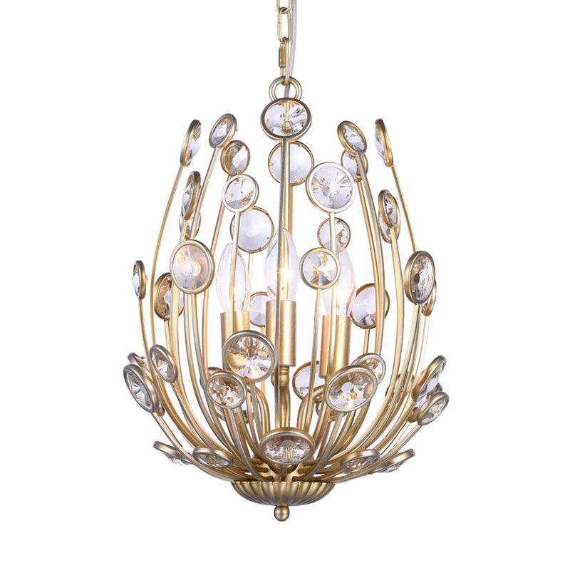 3 Lights Floral Chandelier Lighting Modern Gold Fixture - Rebooters