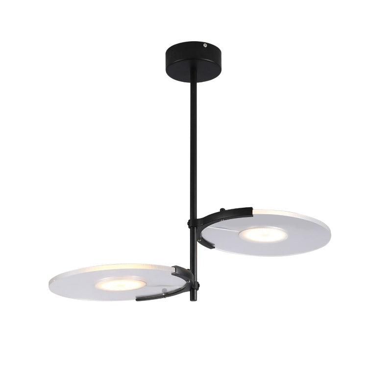 Acrylic Disk Chandelier Modern 2/3-Head Black Pendant - Rebooters