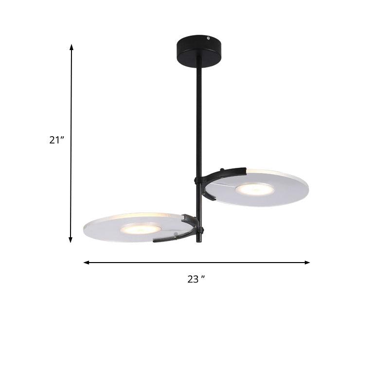 Acrylic Disk Chandelier Modern 2/3-Head Black Pendant - Rebooters