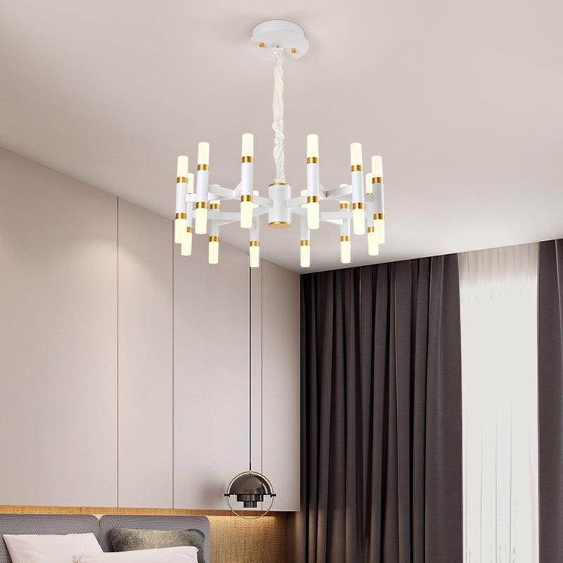 24/36/60 Lights LED Bedroom Chandelier Modern Black White - Rebooters