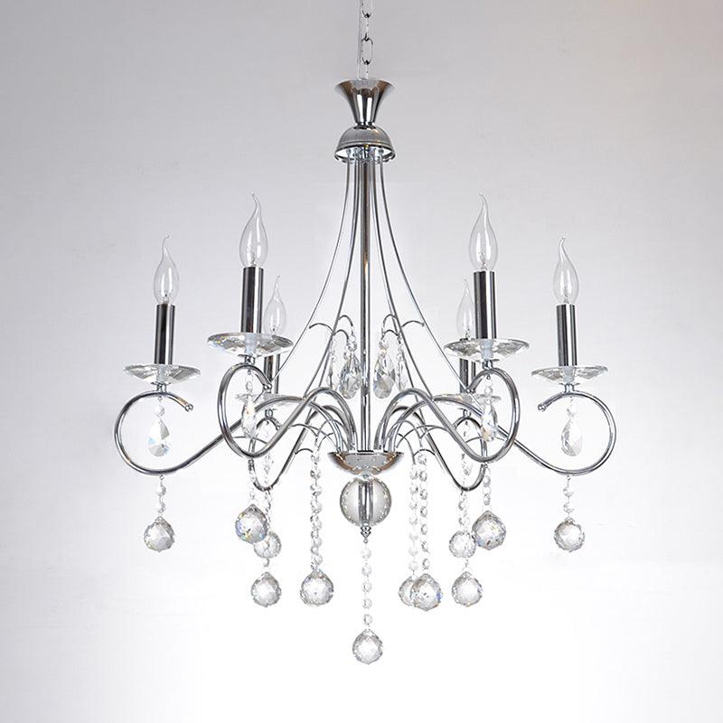 6 Bulbs Flameless Candle Chandelier Lighting with Crystal Accent - Rebooters