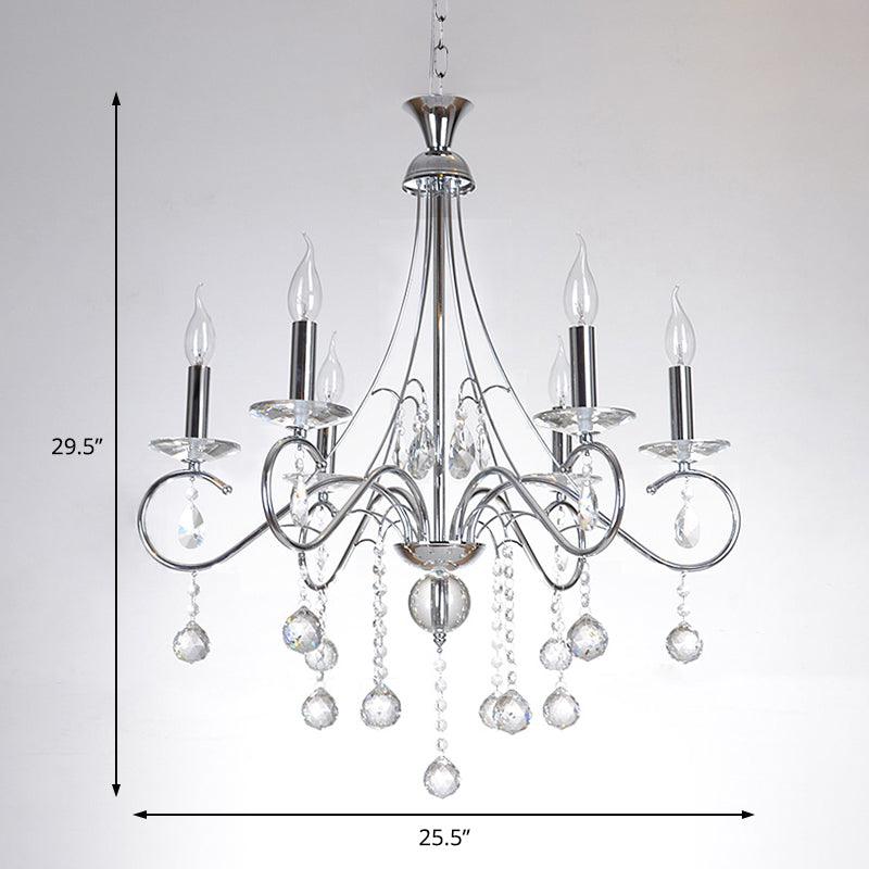 6 Bulbs Flameless Candle Chandelier Lighting with Crystal Accent - Rebooters