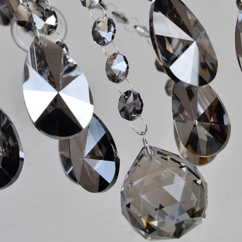 6/8 Lights Candle Chandelier Lighting Vintage Crystal Glass Pendant Light Smoke Grey - Rebooters