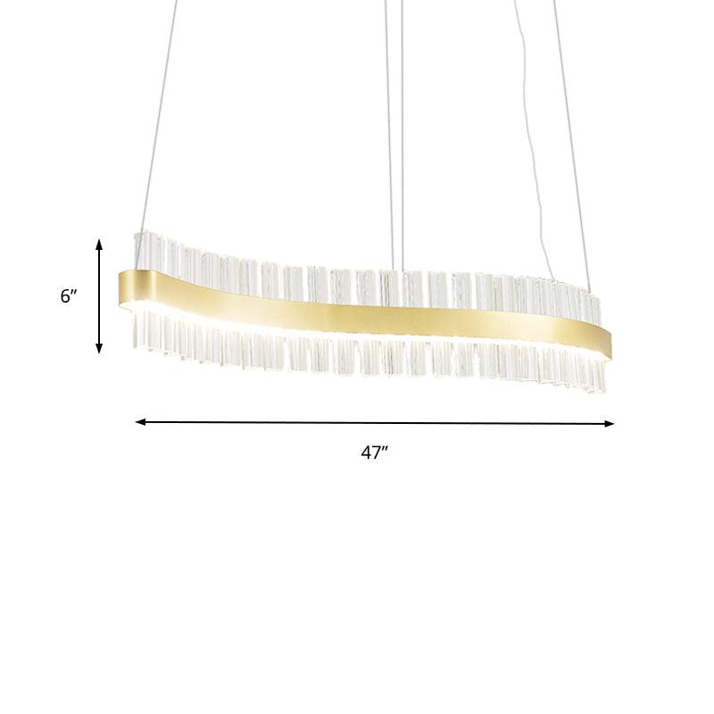 35.5"/47" Wide Glass Wavy Chandelier Light Gold LED Lamp - Rebooters