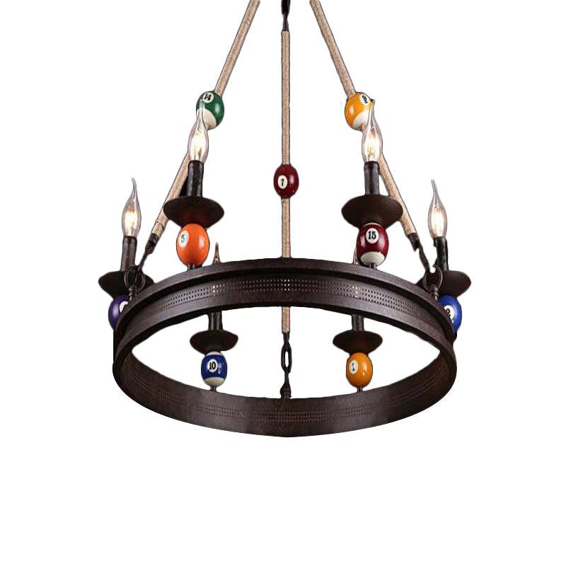 6 Bulbs Chandelier Lighting Industrial Ring Pendant Light Rust - Rebooters