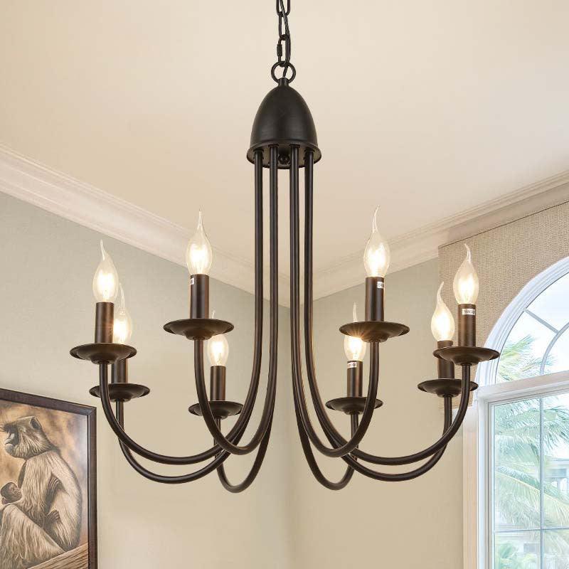 6/8 Heads Iron Chandelier Light Rustic Style Bronze Pendant - Rebooters