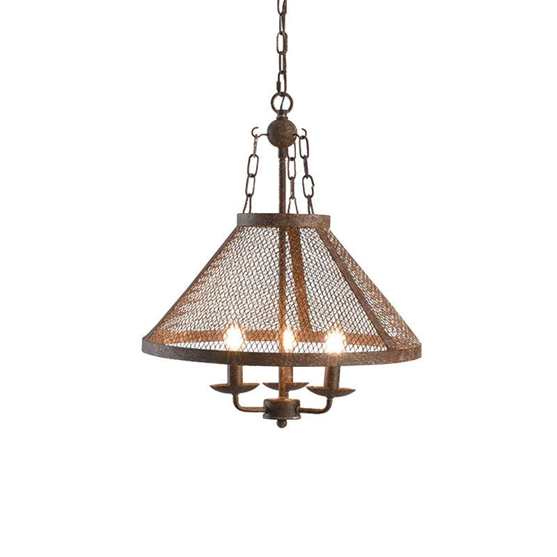 Antique Mesh Flared Pendant Light with Candle 3 Lights Lamp - Rebooters