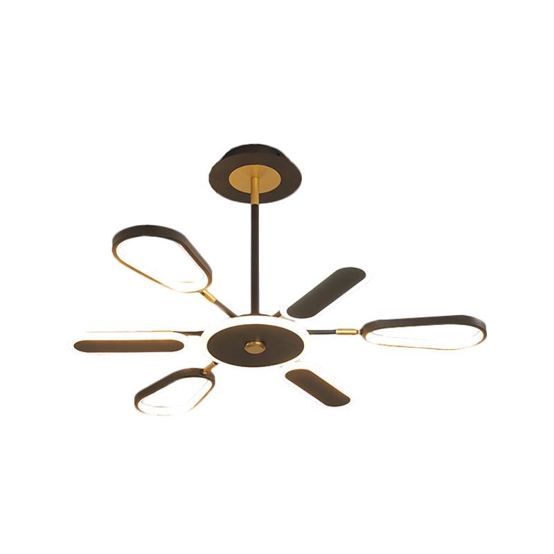 6/8 Bulbs Bedroom Chandelier Lamp Minimalist Black Ceiling Light - Rebooters