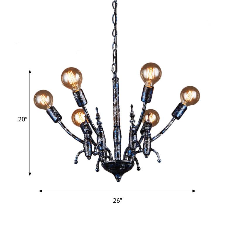 Bare Bulb Dining Room Chandelier Metallic Multi Head Vintage - Rebooters