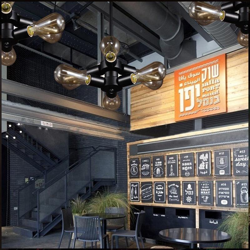 3/4/5 Lights Bare Bulb Chandelier Light Vintage Black Finish - Rebooters