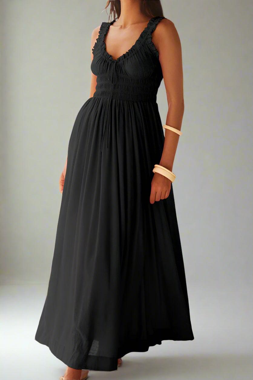 Matilda Sleeveless Maxi Dress with Flattering Ruched Detailing - Rebooters -Women's Dresses