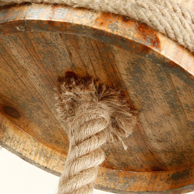 Drum Shape Chandeliers Five-light Retro Style Wood Beige Lights - Rebooters