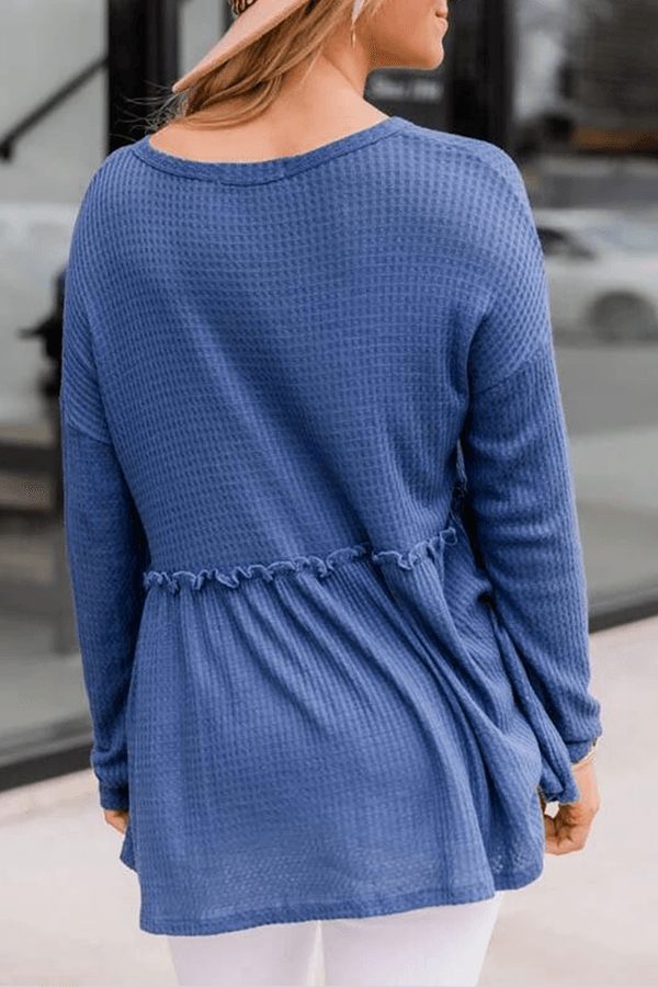 Women's Casual Solid Color V-Neck Top With Buckle Rebooters Womens Shirts