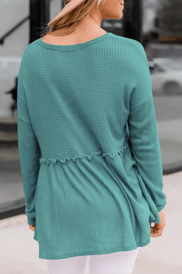 Women's Casual Solid Color V-Neck Top With Buckle Rebooters Womens Shirts