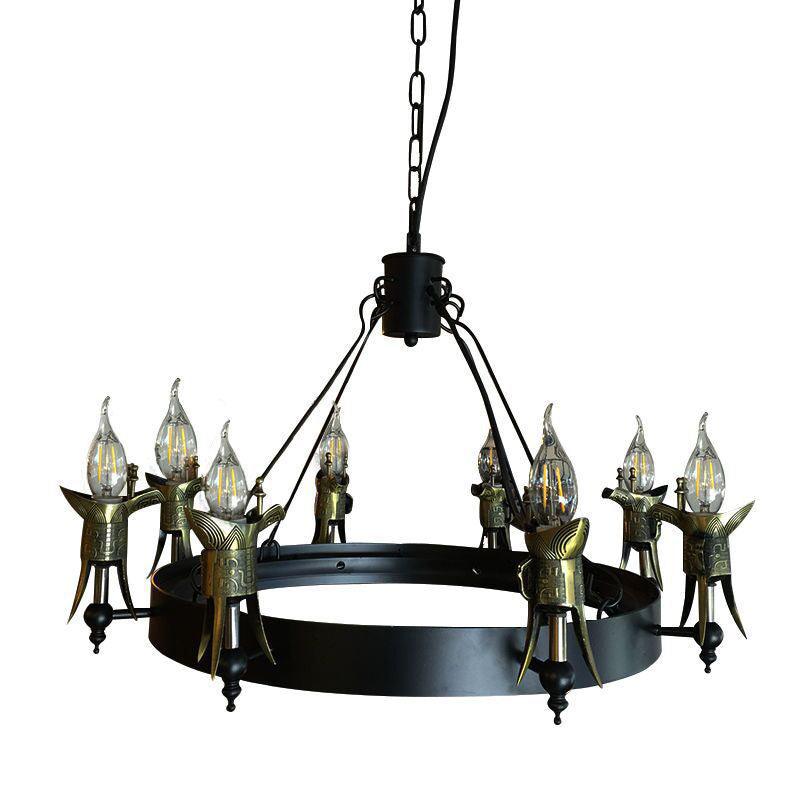 Bare Bulb Metal Hanging Lamp Antique Style Brass Chandelier - Rebooters