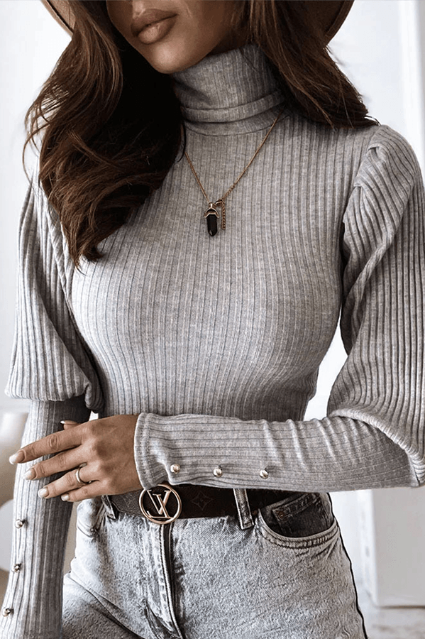 Women's Long Sleeve Turtleneck Top for Casual Chic Wear Rebooters Womens Shirts