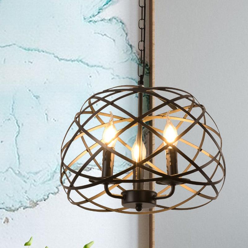 Antique Bird Nest Drop Pendant 3 Bulbs Metallic Chandelier - Rebooters