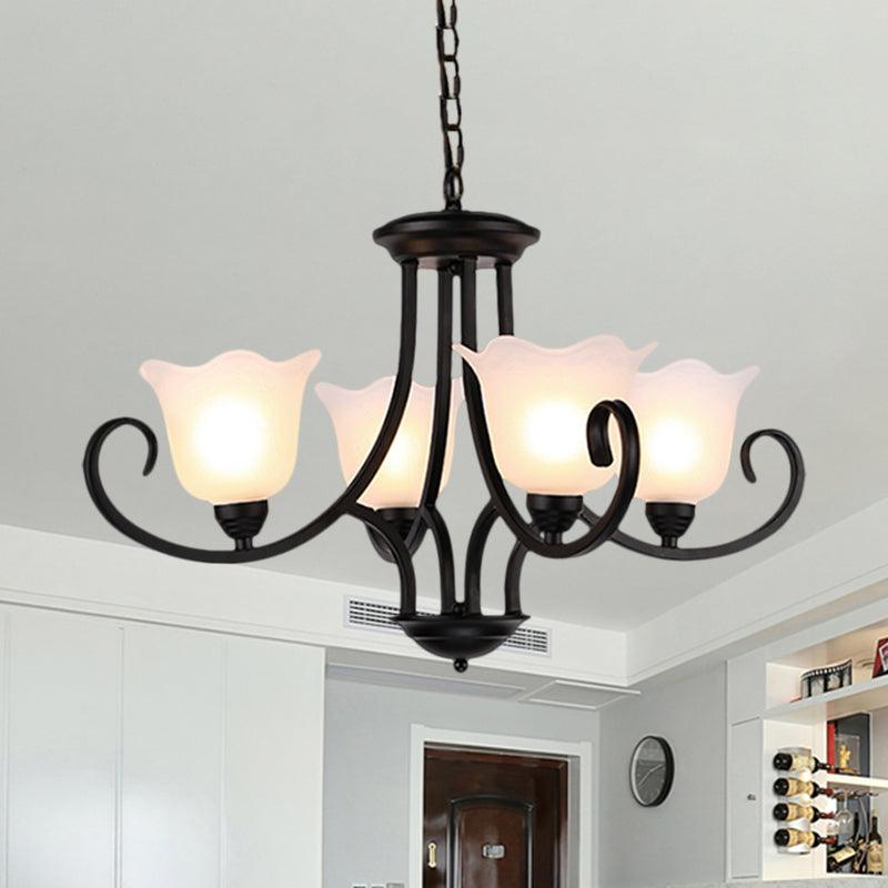 Black 4/6/8-Bulb Ceiling Chandelier Frosted Glass Light - Rebooters