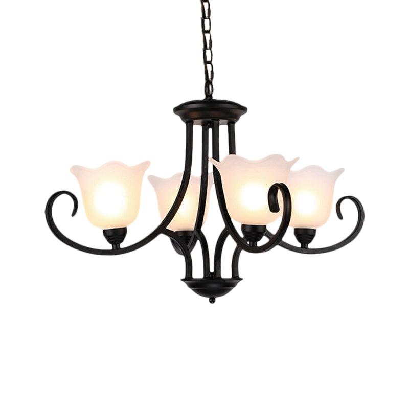 Black 4/6/8-Bulb Ceiling Chandelier Frosted Glass Light - Rebooters