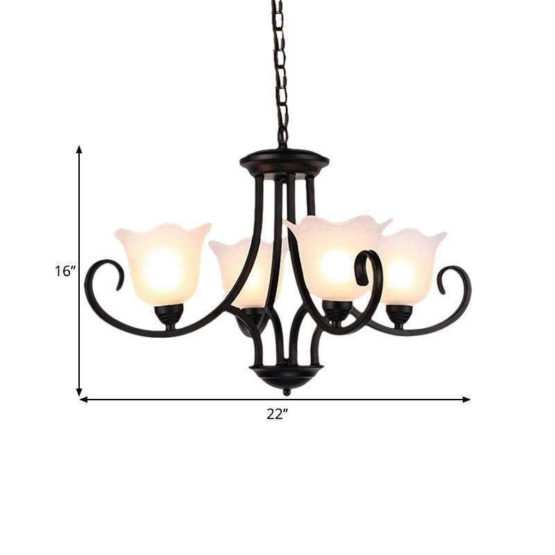 Black 4/6/8-Bulb Ceiling Chandelier Frosted Glass Light - Rebooters