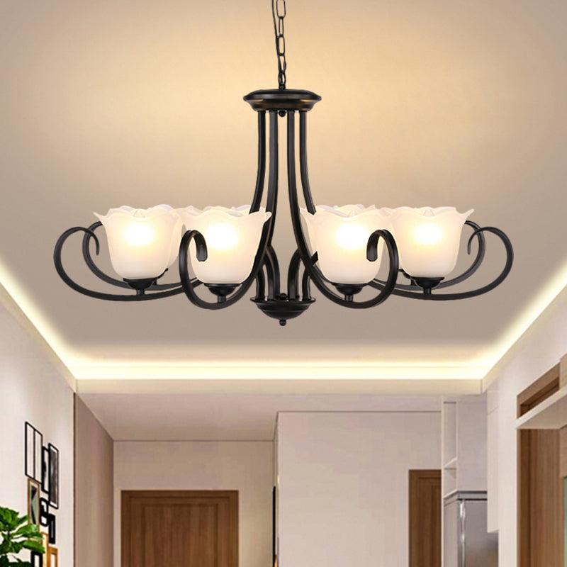 Black 4/6/8-Bulb Ceiling Chandelier Frosted Glass Light - Rebooters