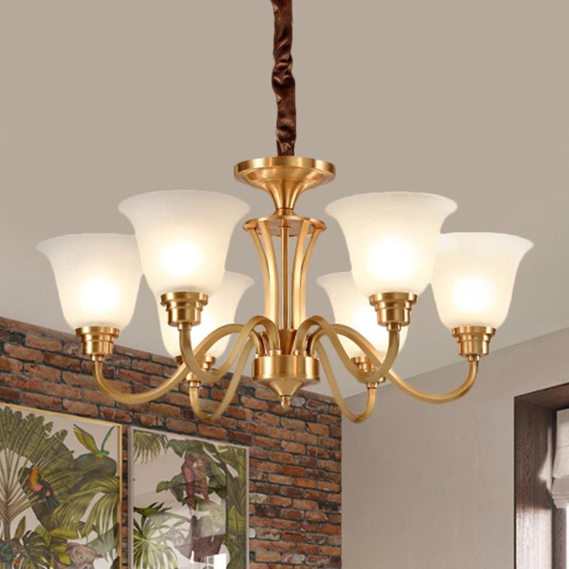 3/5 Bulbs Hanging Lamp Kit Vintage Bell Opaline Glass Pendant - Rebooters