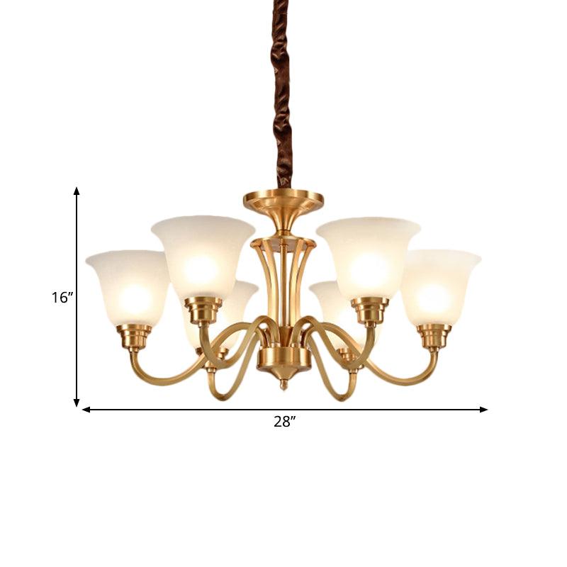 3/5 Bulbs Hanging Lamp Kit Vintage Bell Opaline Glass Pendant - Rebooters