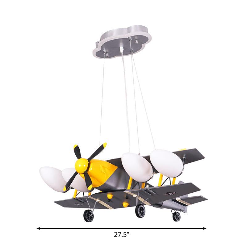 Airplane Boys Room Hanging Light Metal 4-Head Kids Lamp - Rebooters